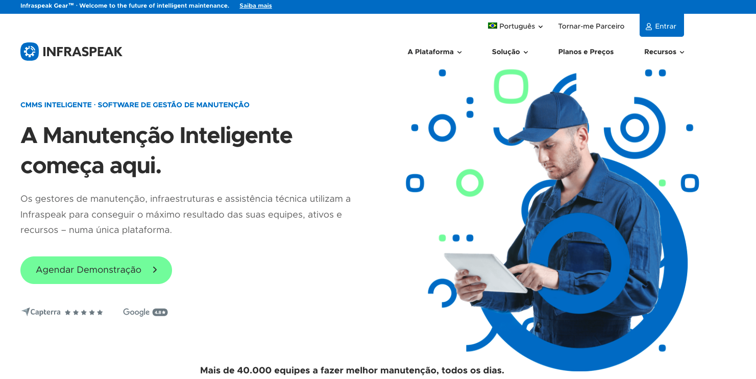 Infraspeak site em português do Brasil