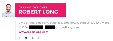 Exemplo de assinatura de e-mail profissional, por Robert Long