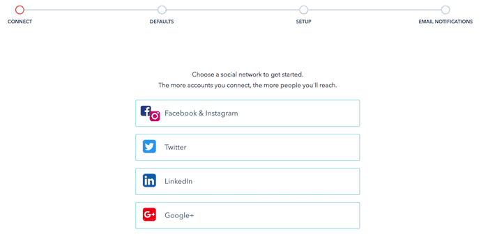 Opções para conectar suas contas de redes sociais com a HubSpot